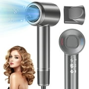 Hair Dryer, High-Speed Blow Dryer With 5 Temps \u0026 3 Speeds, 200 Million Negative Ions Hair dryer, 110,000 RPM Brushless Motor for Fast Drying, Gray